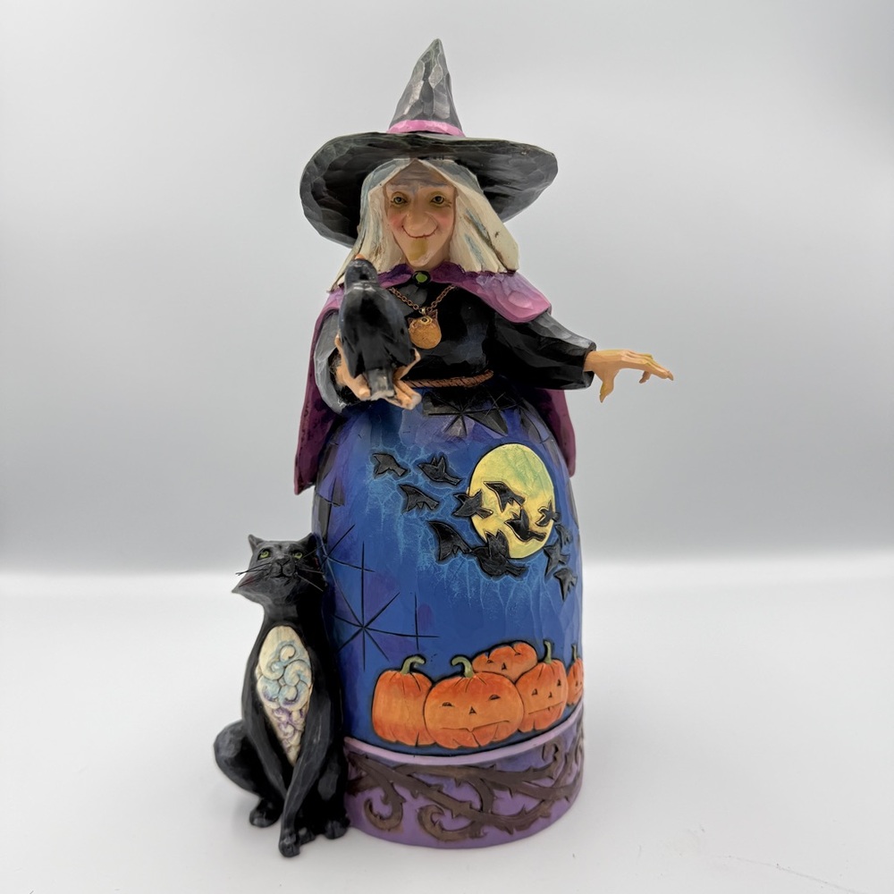 Friday Night Flight by Jim Shore  Halloween Witch Crow Cat Pumpkin  #4027793